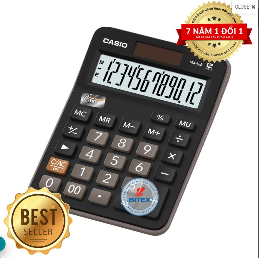 Máy tính CASIO MX12B-BK Chính Hãng (Áp Dụng Bảo Hành Điện Tử)