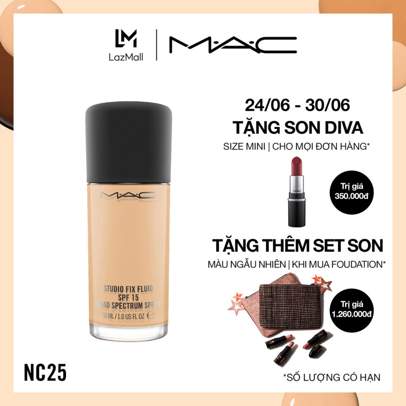 Kem nền lâu trôi 24h MAC Studio Fix Fluid SPF 15 Foundation 30ml