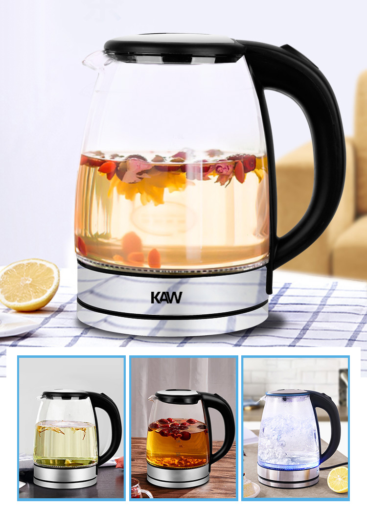 Ấm đun nước siêu tốc 1,8L thủy tinh KAW RK1818