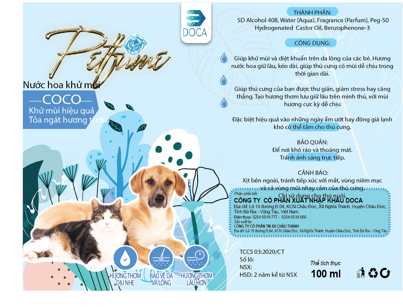 Nước hoa siêu thơm cao cấp cho chó mèo Coco 100ml