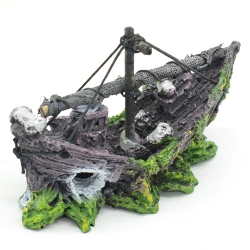 mô hình xác tàu đắm bằng nhựa kích thước 13 5 10cm dùng trang trí hồ thủy sinh , bể cá cảnh, bể cá mini 4