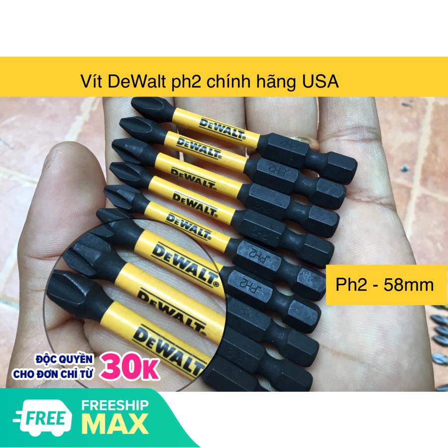 [HCM]Bộ 5 Mũi Vít DeWalt Có Từ ph2-58mm