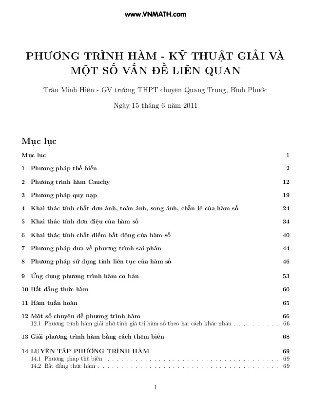 Sách Chuyên Khảo Phương Trình Hàm