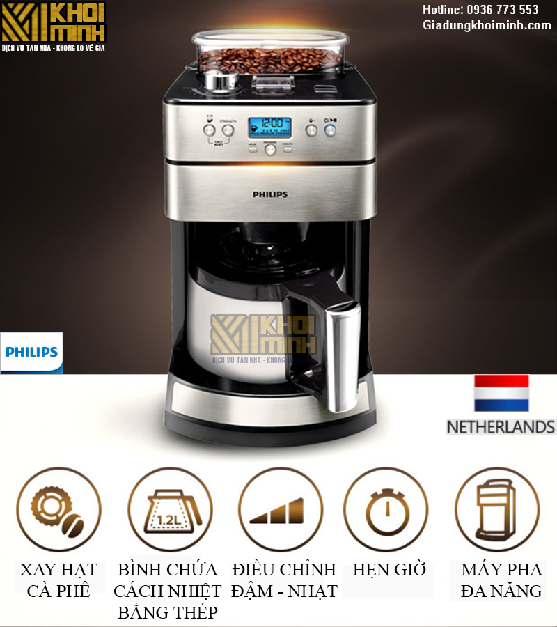 Máy pha cà phê Philips hd7753 là dòng máy tự động xay và pha cà phê dạng hạt. Máy có nhiều chế độ lựa chọn cách pha với dung tích bình chứa lớn, pha tối đa 10 ly cho mỗi lần.