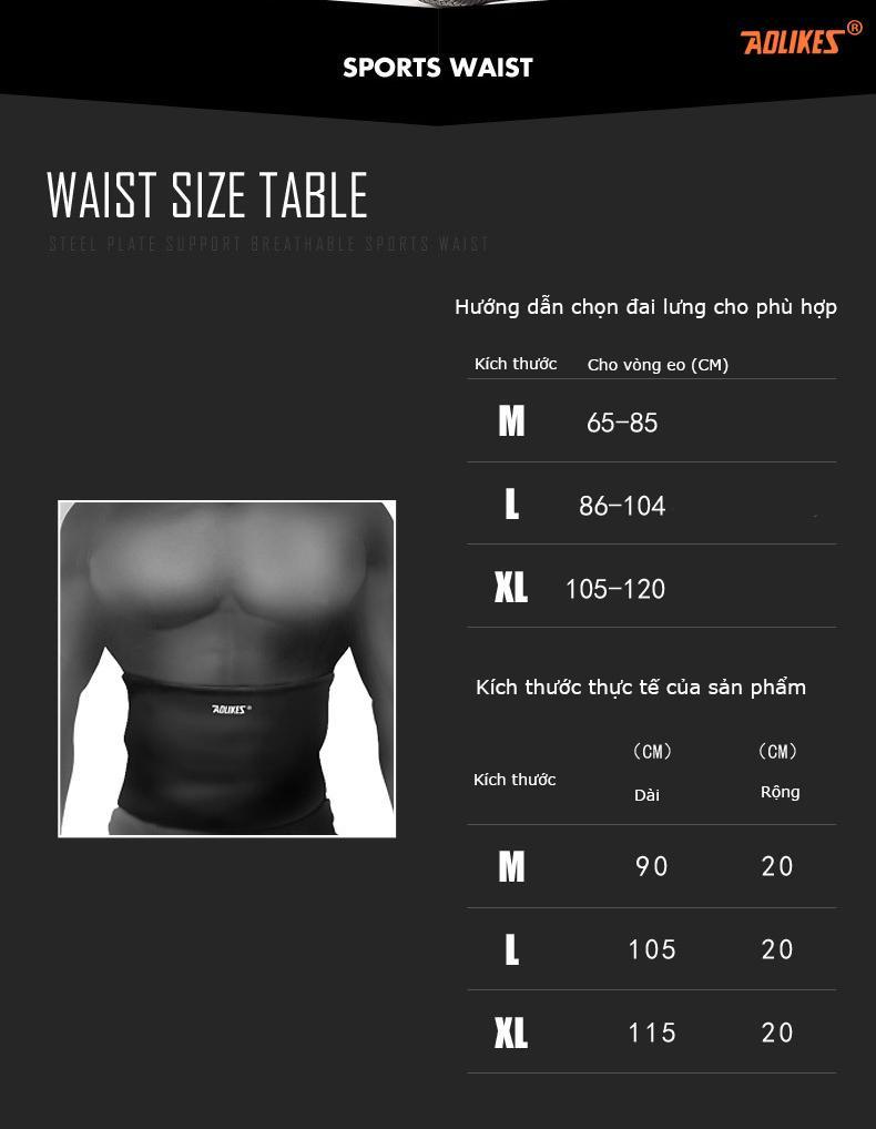Đai Lưng  Tập Gym Aolikes - Đai Hỗ Trợ Thắt Lưng