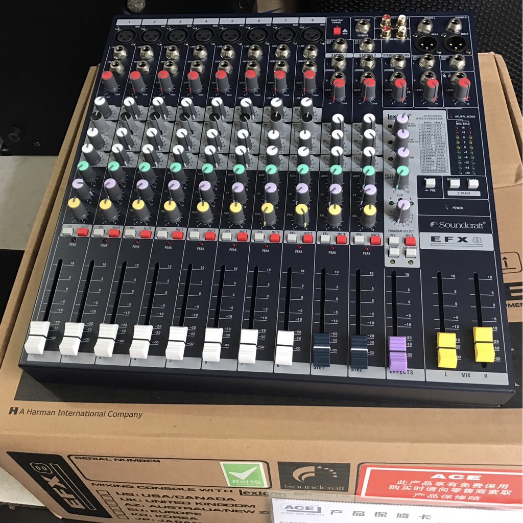 [HCM Xã Kho] Bàn Trộn Mixer Soundcraft EFX8 - Bàn trộn âm thanh chuyên sân khâu mixer EFX8 8 line mono in, 4 stereo kèm chức năng micro phantom 48v và 32 hiệu ứng bảo hành 12 tháng