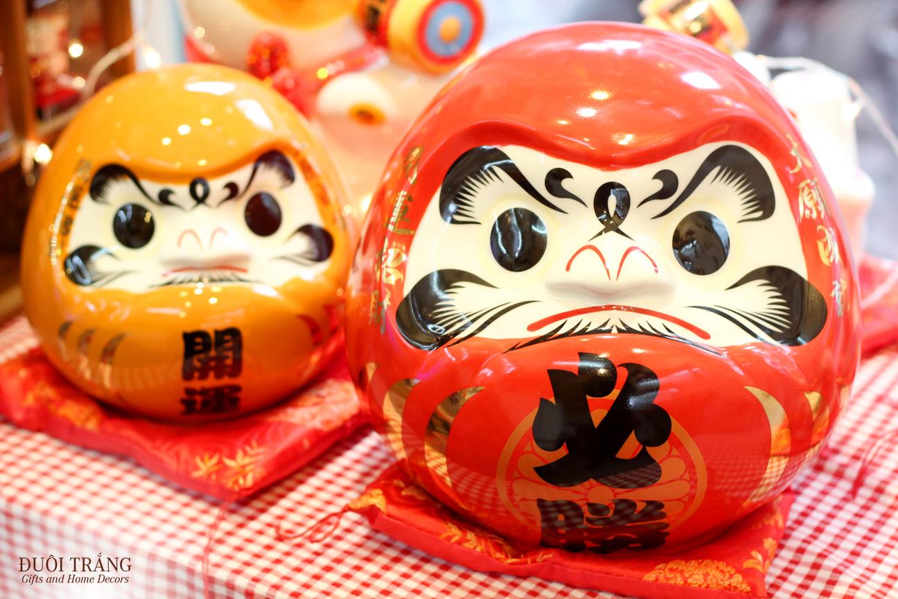 Daruma Đựng tiền 20cm - Màu đỏ/cam