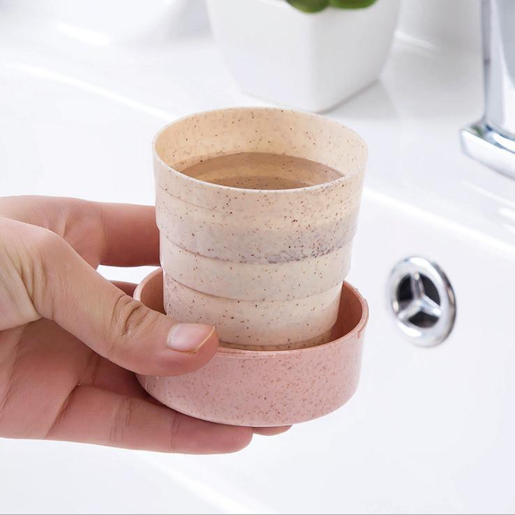 Cốc uống nước, trà, cafe gập gọn bằng lúa mạch (giao màu ngẫu nhiên)