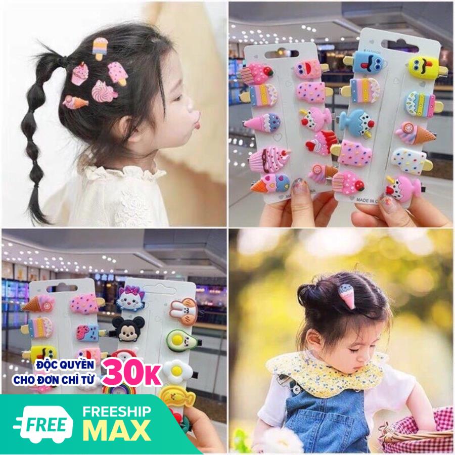 Sét 10 kẹp tóc siêu yêu cho bé