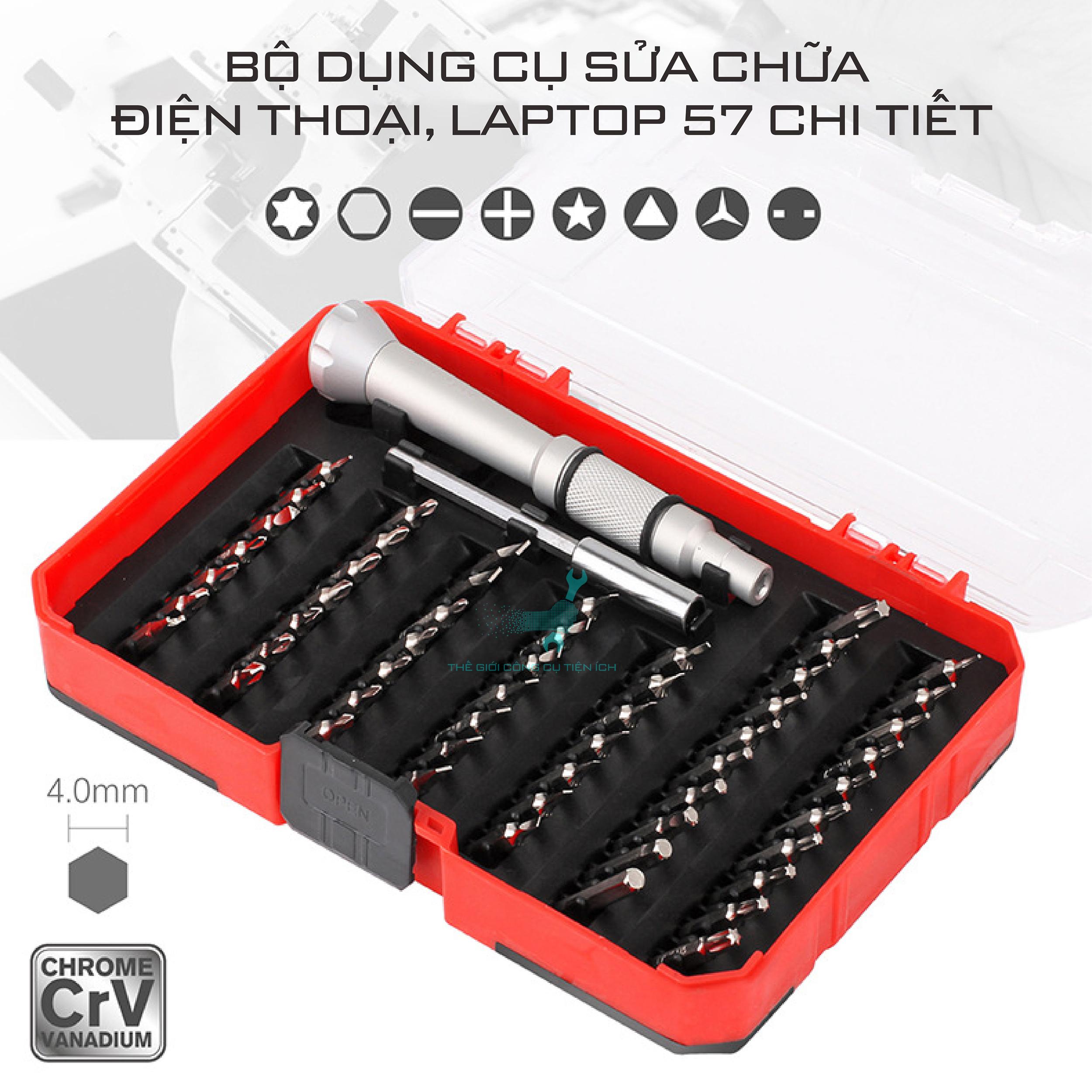 Bộ Dụng Cụ Tua Vít Sữa Chữa Điện Thoại , Laptop Đầu Nam Châm Cao Cấp Hi-Spec - 57 in 1