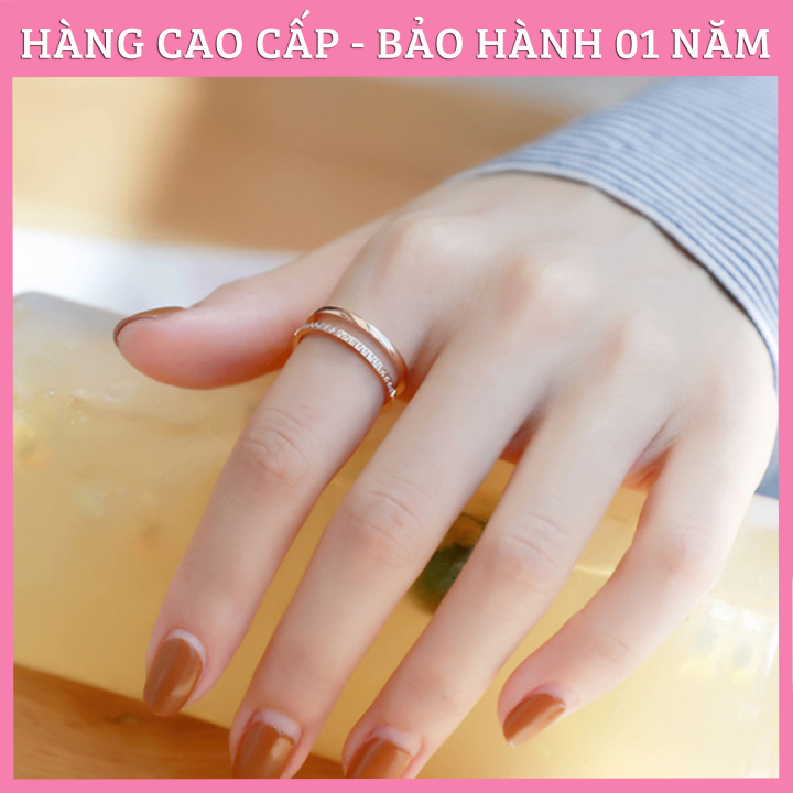 NHẪN TITAN 1 SỌC TRƠN 1 SỌC ĐÍNH ĐÁ TC116