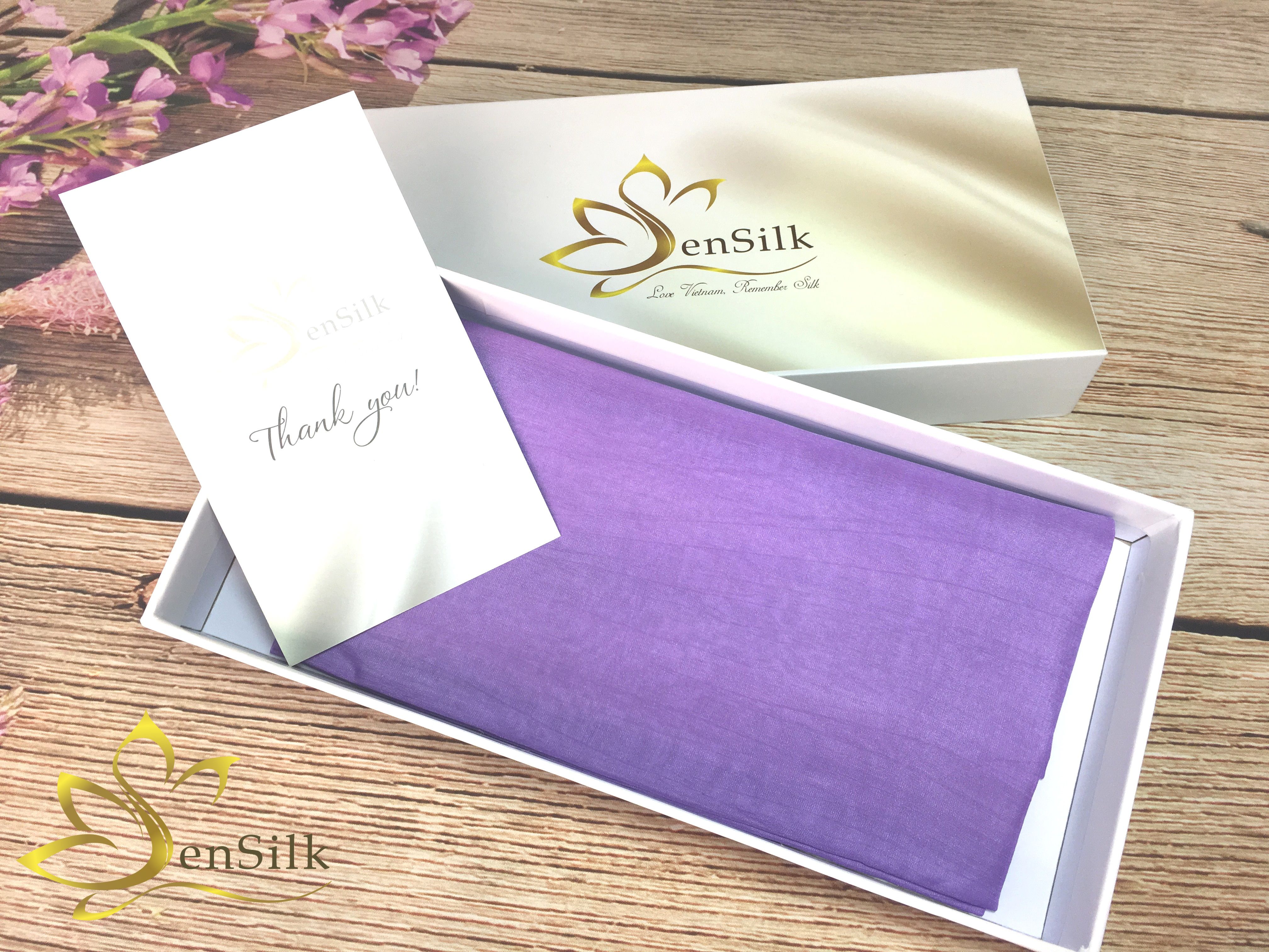 Khăn Choàng Lụa Nha Xá Tím SenSilk Women Gift