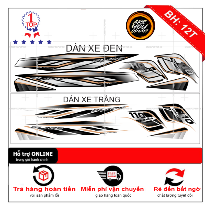 Tem rời dán xe wave blade 110