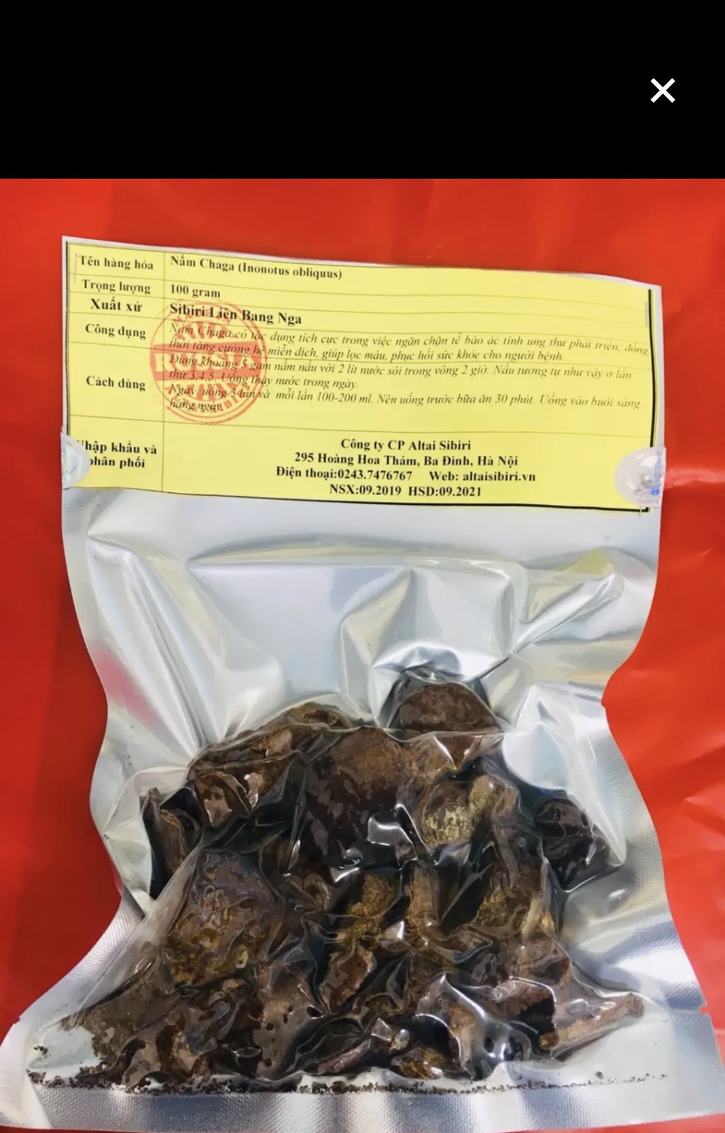 Nấm Chaga Sibiri Nga- Gói 100 gram
