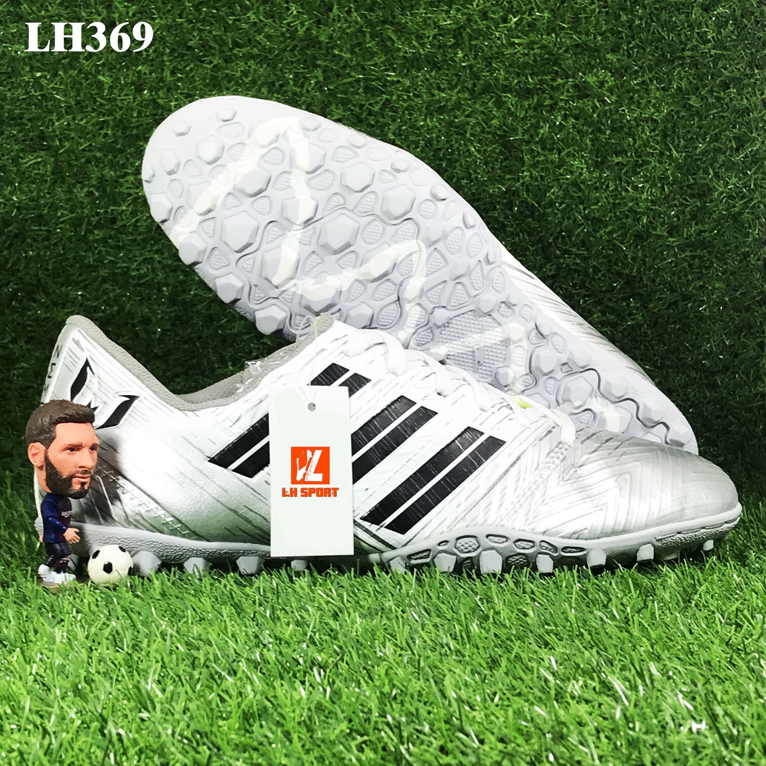 Giày đá bóng giày đá banh sân cỏ nhân tạo NEMEZIZ MESSI xám siêu đẹp