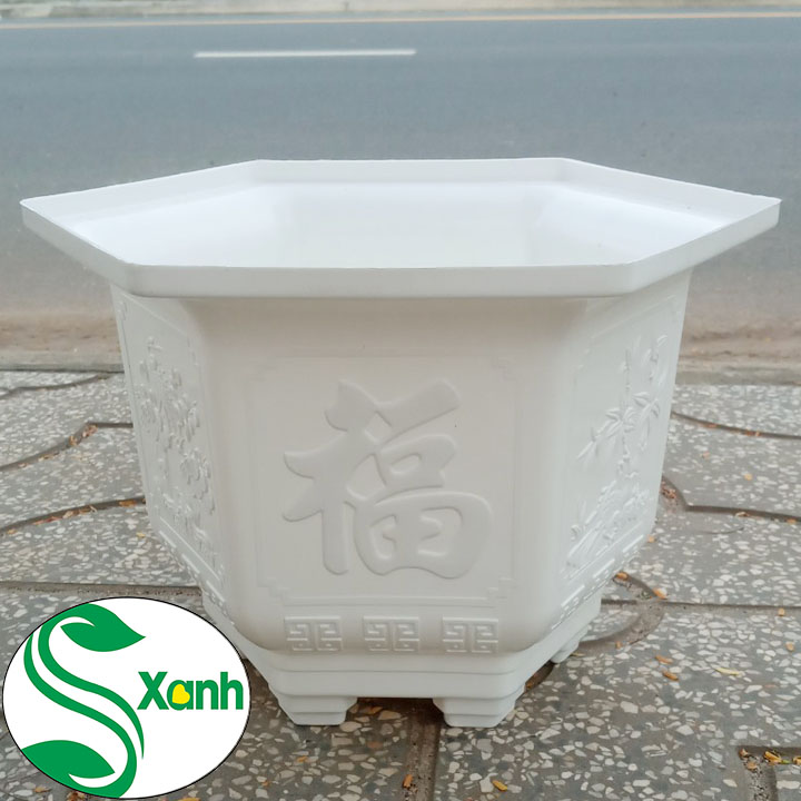 Chậu Nhựa Trắng Lục Giác 280 - 280x210x160 mm
