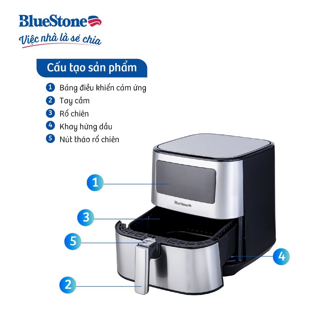 Nồi Chiên Không Dầu BlueStone 5.5L AFB-5878 (Điện tử)