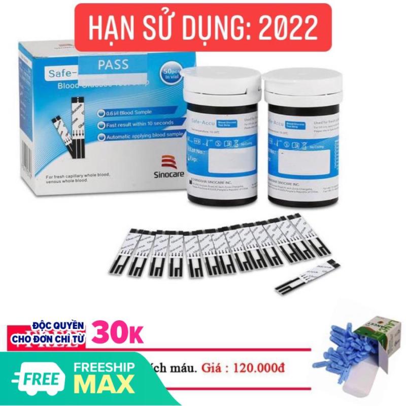 Bộ 50 que thử máy đo đường huyết Safe Accu Sinocare và 50 kim