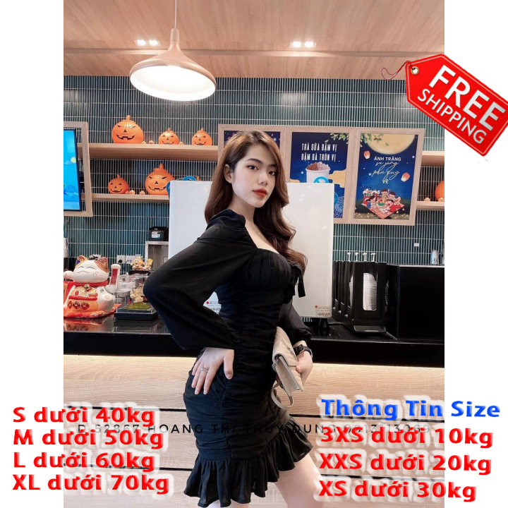 [HCM][FREESHIP TOÀN QUỐC] Đầm trễ vai thắt nơ trước ngực nhúm đuôi cá dễ thương MTB