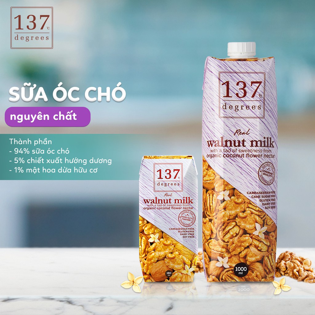 Sữa Hạt Óc Chó Nguyên Chất 137 Degrees (180ML x 3 Hộp)