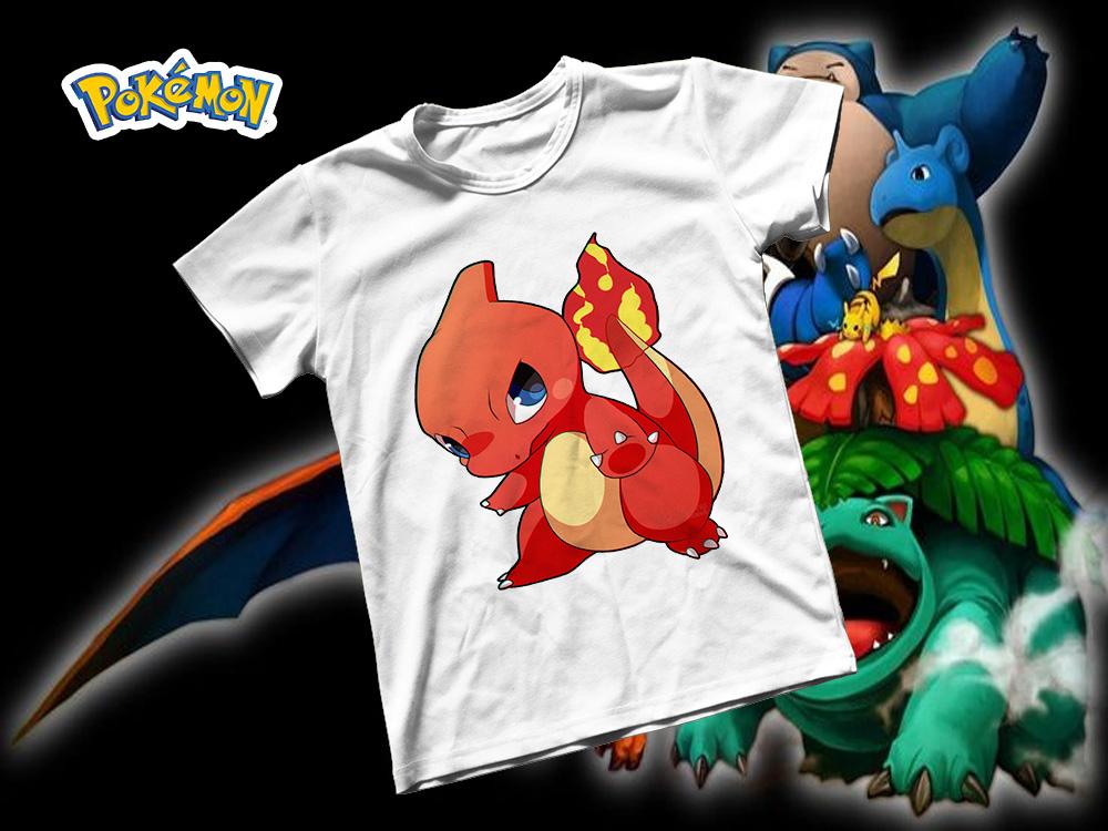 Áo thun Cotton Unisex - Anime - Pókemon - Pokemon Lizardo