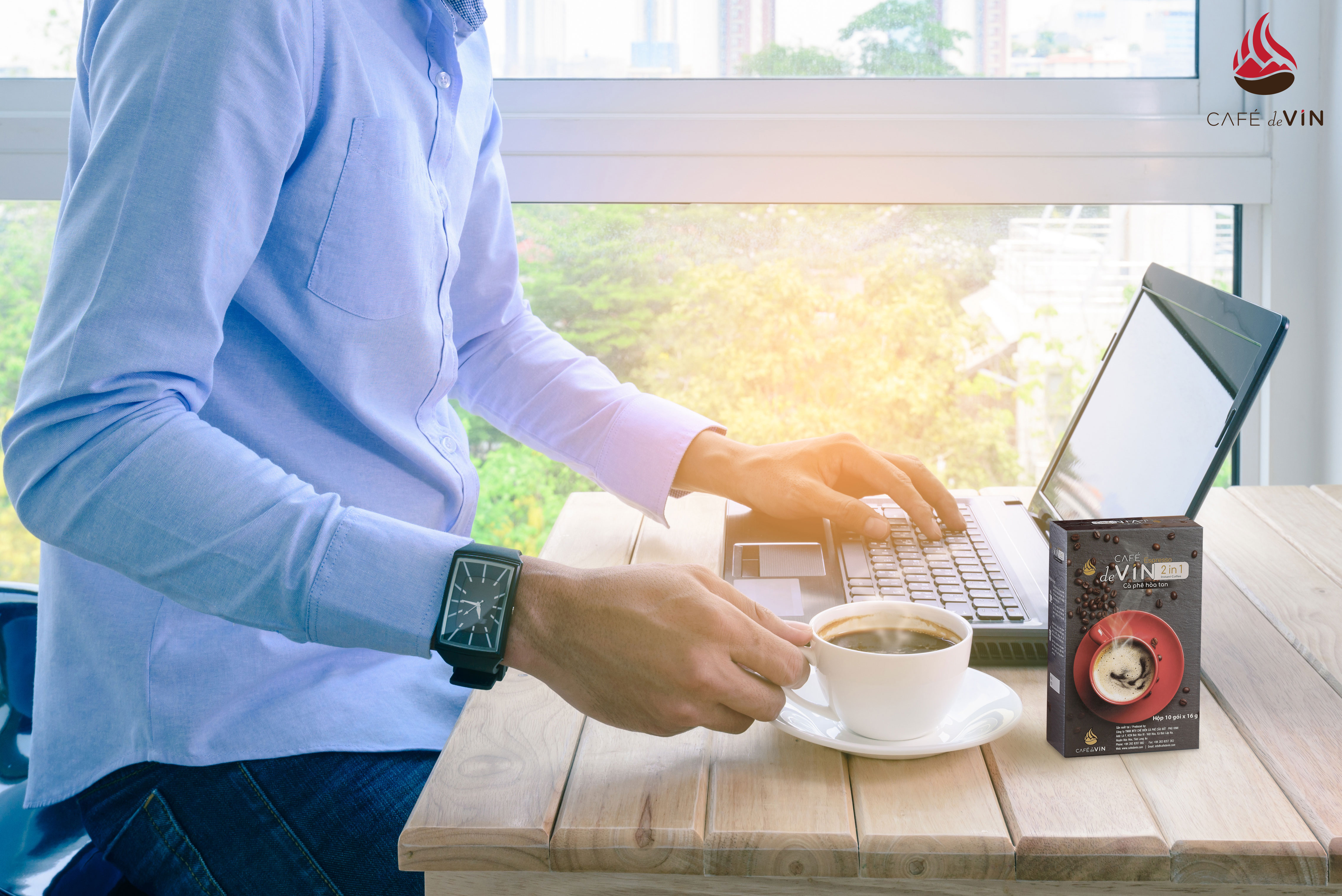 Cà Phê Đen Hoà Tan Espresso Café deVIN 2in1 (Túi 30 gói x 16g)