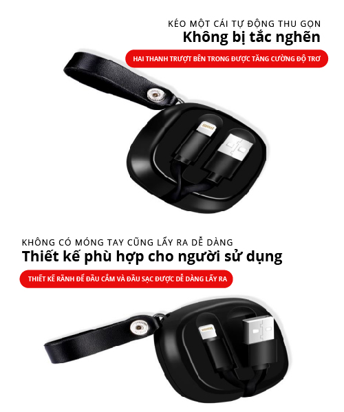 Cáp sạc iphone dạng rút gọn