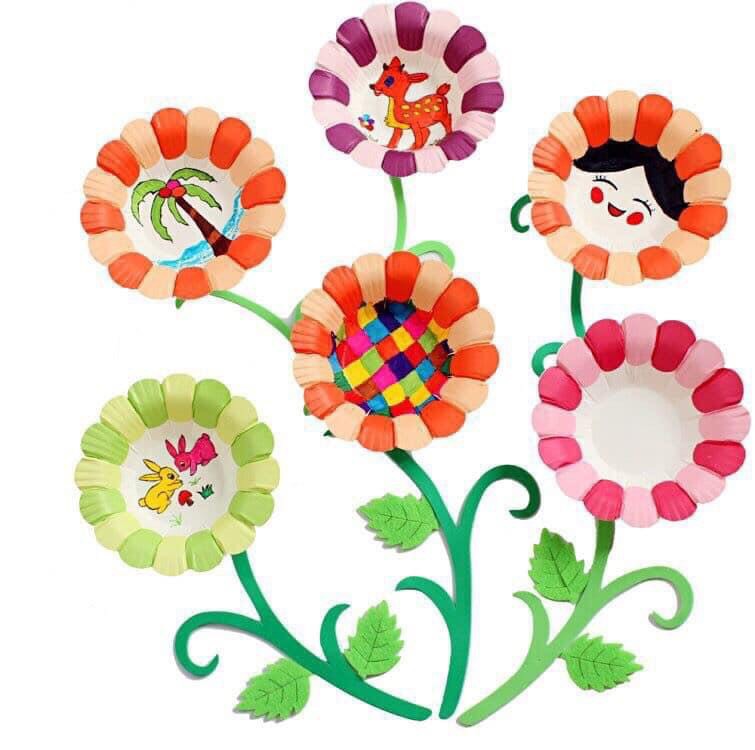 Đĩa giấy hình hoa trang chí 5 cái