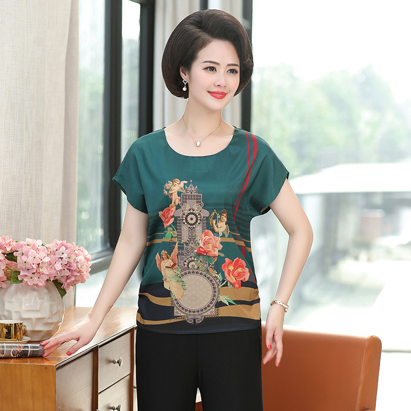 Áo kiểu áo lụa nữ trung niên form rộng chất lụa mát BL015