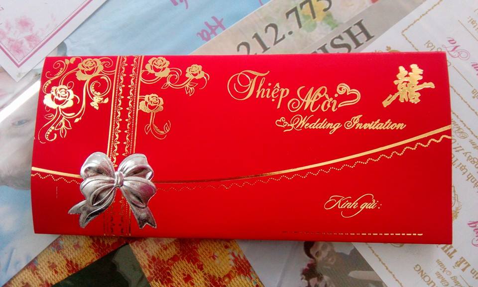 Phôi thiệp cưới Hồng và Đỏ x 10 Thiệp
