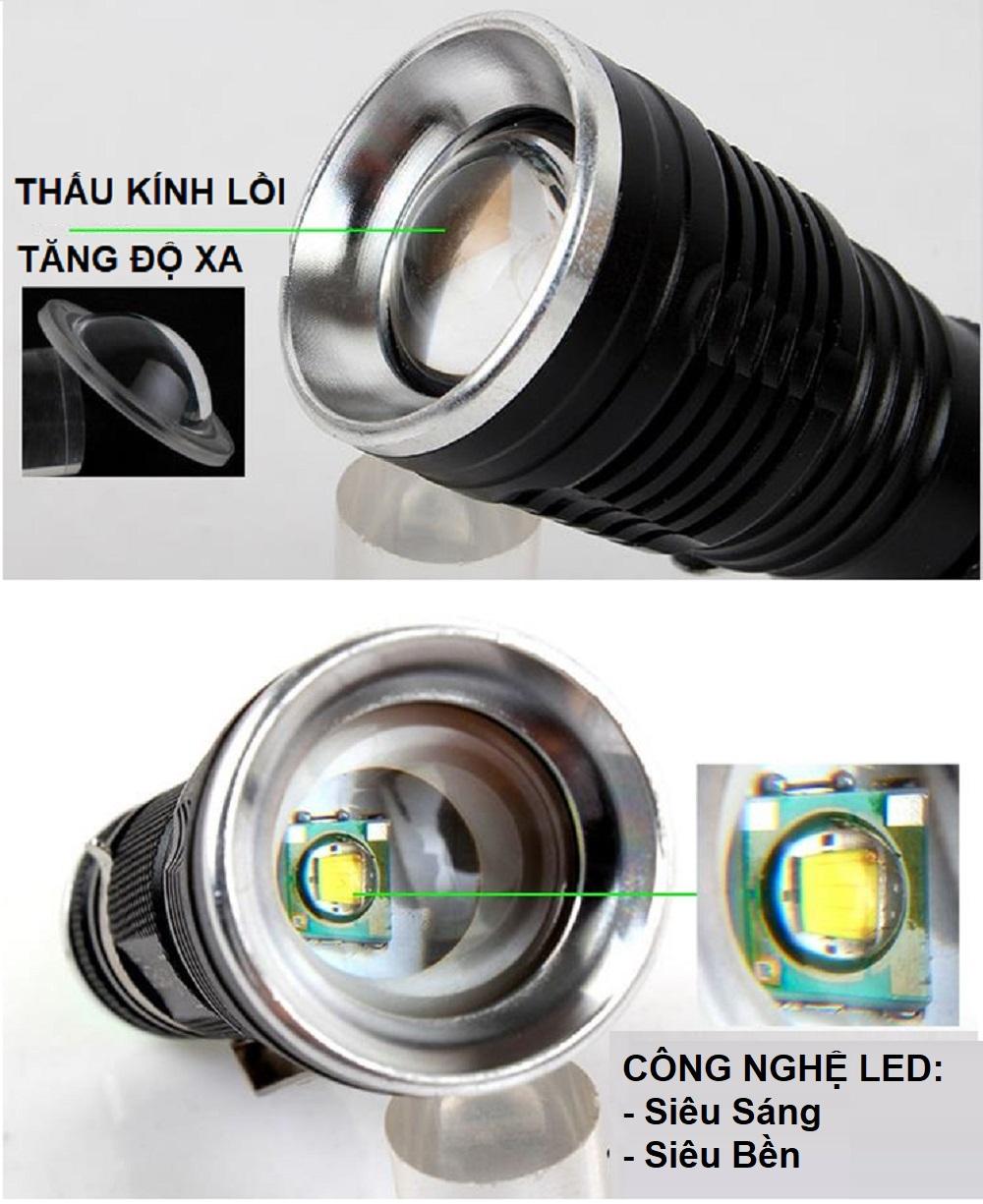 Đèn pin sạc điện siêu sáng K38004.T102