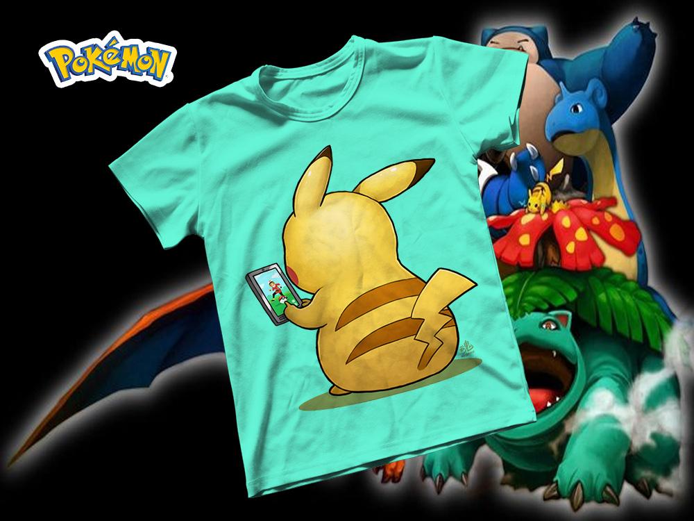 [HCM]Áo thun Cotton Unisex - Anime - Pókemon - Pikachu mobile