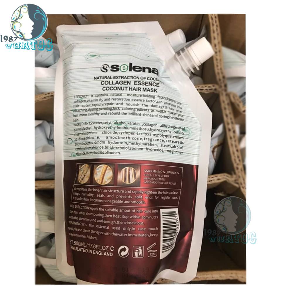 [Tặng Mũ ủ]Kem ủ tóc Dừa Selena organic mềm mượt 500ml