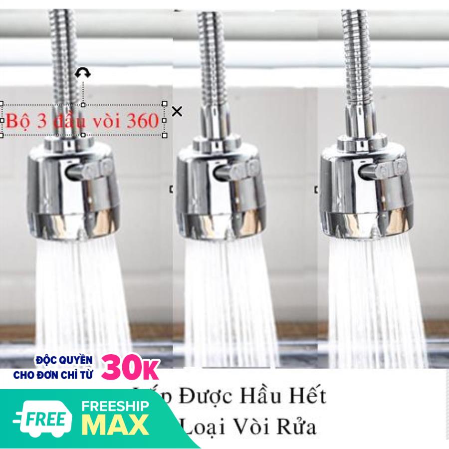 [HCM]Combo 3 Đầu Vòi Rửa Chén Bát Xoay 360 độ Đầu Vòi Phun Nước Áp Lực Cao Đầu Vòi Rửa Chén Tăng áp (dài 20cm)