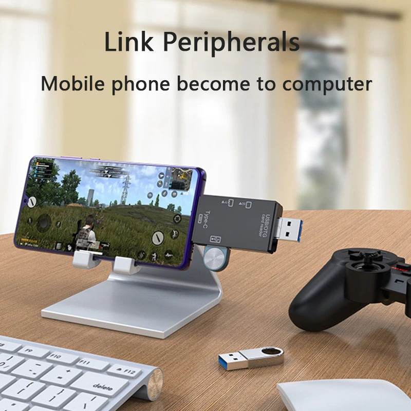 Multi-Function SD Card Reader Type-C for Camera Phone Tablet – Supports SD, MicroSD, CF, XD, M2, MS Duo Pro