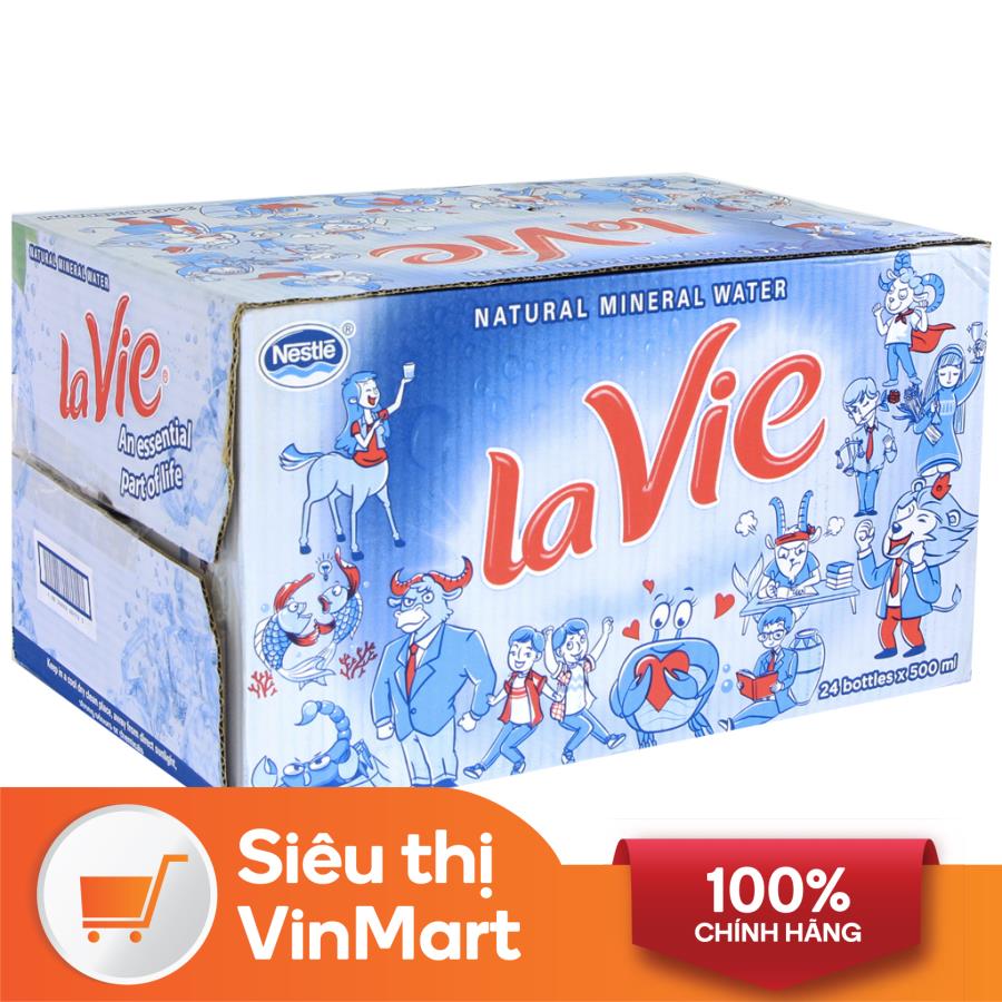 Siêu thị VinMart - Thùng 24 chai nước khoáng thiên nhiên Lavie 500ml