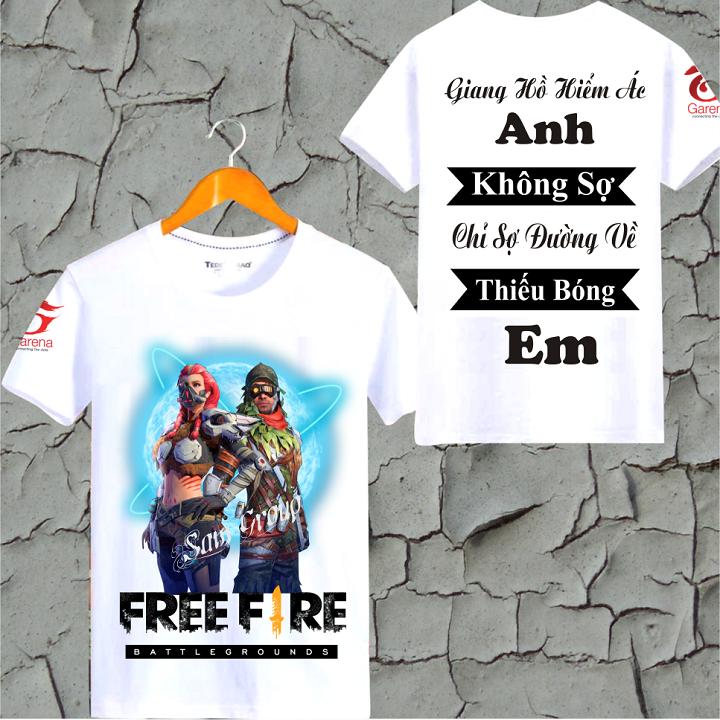 Áo thun nam in hình Free Fire cotton màu trắng giá rẻ thẻ vô cực mùa 14