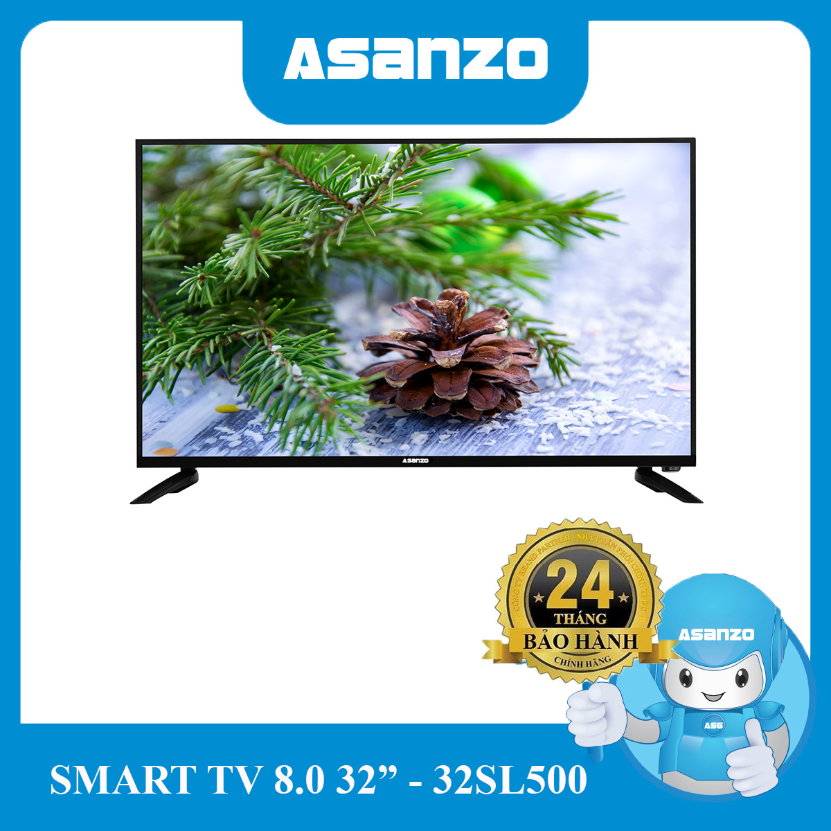 [HCM]Tivi Smart Asanzo 32" (Android 8.0 + Viền Mỏng) - 32SL500