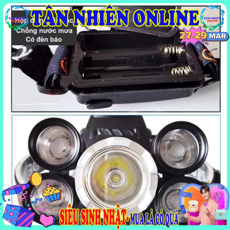 Đèn Pin siêu sáng đội đầu 5 đèn siêu sáng trong đêm