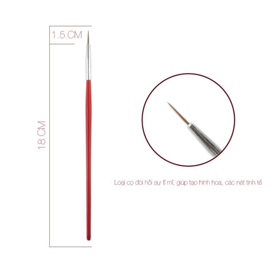 CỌ TÓC VẼ MÓNG CÁN GỖ SƠN ĐỎ
