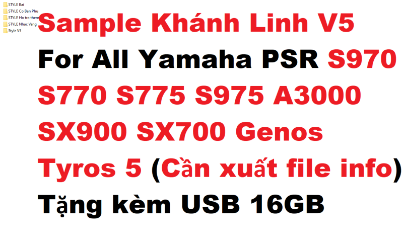 Sample Khánh Linh V5 For All Yamaha PSR S970 S770 S775 S975 A3000 SX900 SX700 Genos Tyros 5