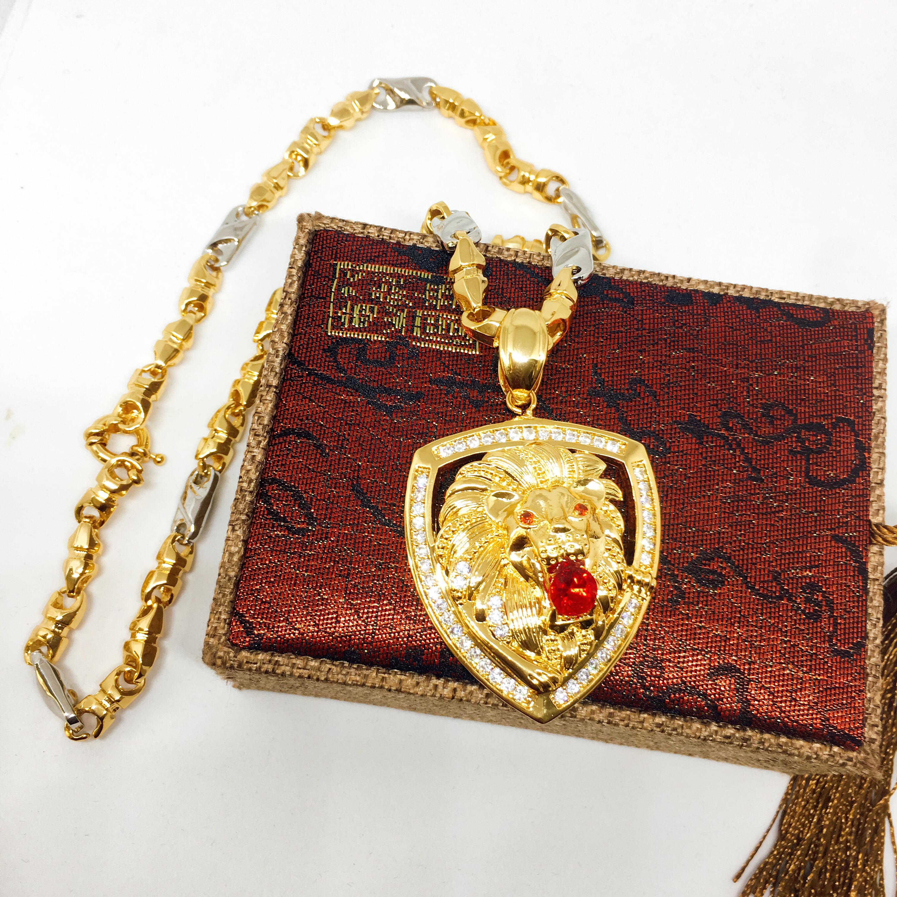 Dây Chuyền Nam Vip Bạc Thái Mạ Vàng, Vòng Cổ Nam Phong Cách | Jewelry Bảo Tín LNMS02 (dây và mặt) ( Màu Vàng)