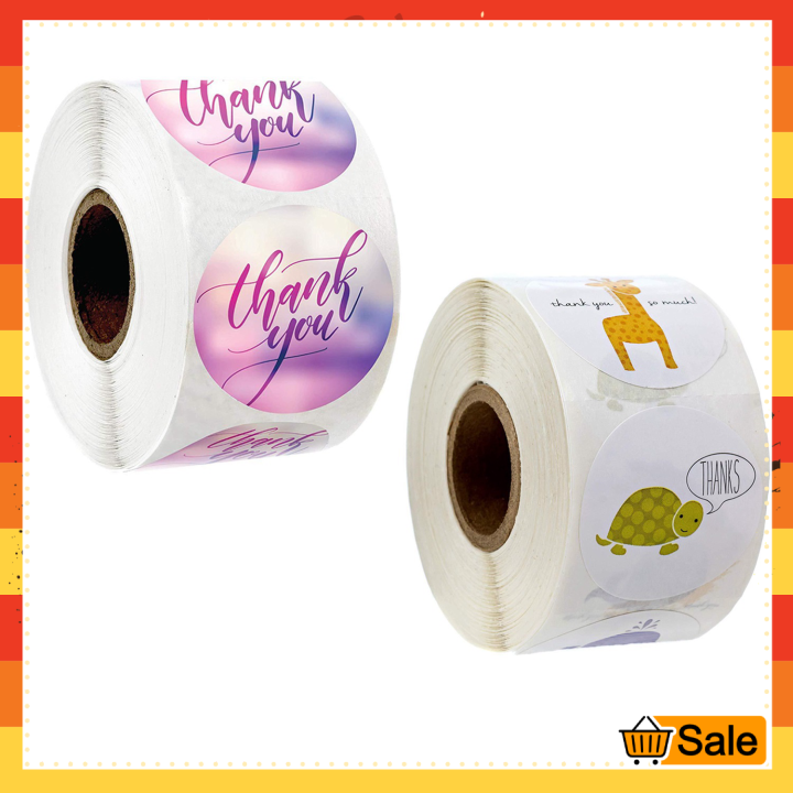 [HCM]Cuộn Nhãn Dán - Cuộn 500 sticker dán hoạ tiết chữ Thank You đẹp mắt - Miếng Dán Nhãn Quà Tặng Nhãn Dán Niêm Phong [GIÁ SỈ]