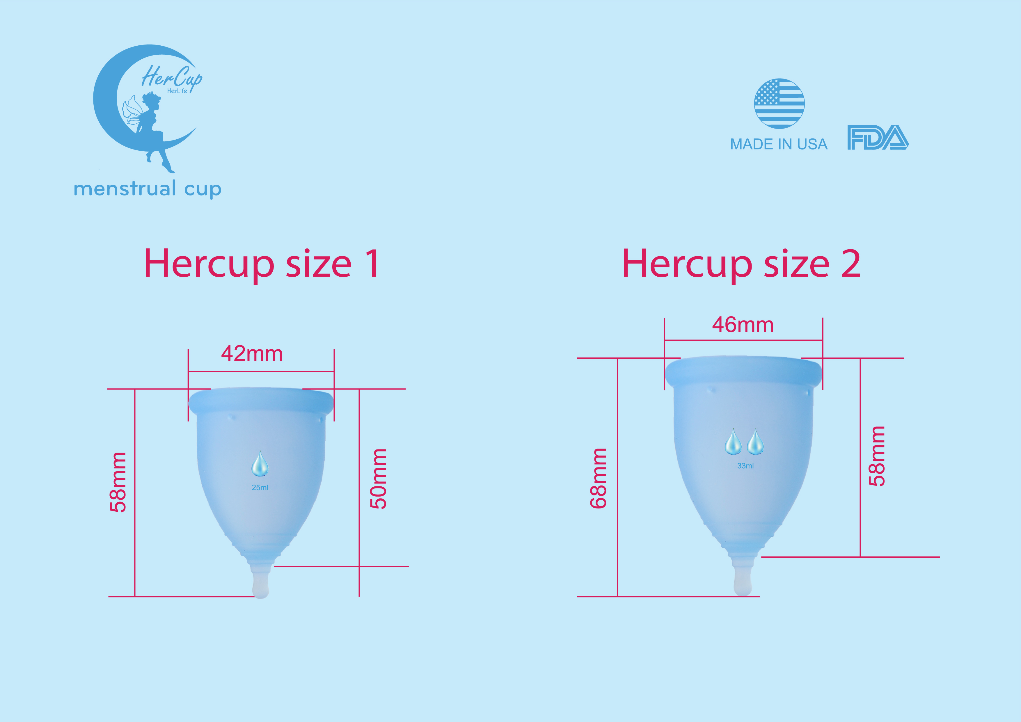 Bộ cốc nguyệt san Hercup - Made in USA