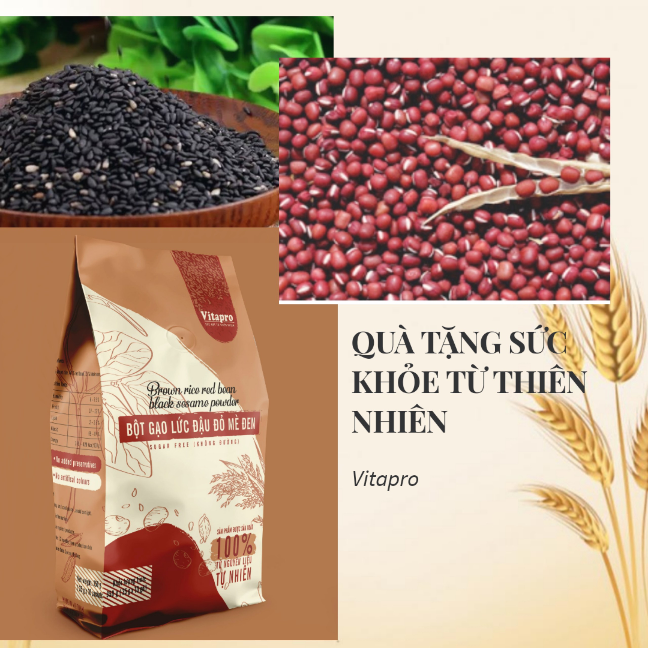 BỘT GẠO LỨC ĐẬU ĐỎ MÈ ĐEN (KHÔNG ĐƯỜNG) 350G