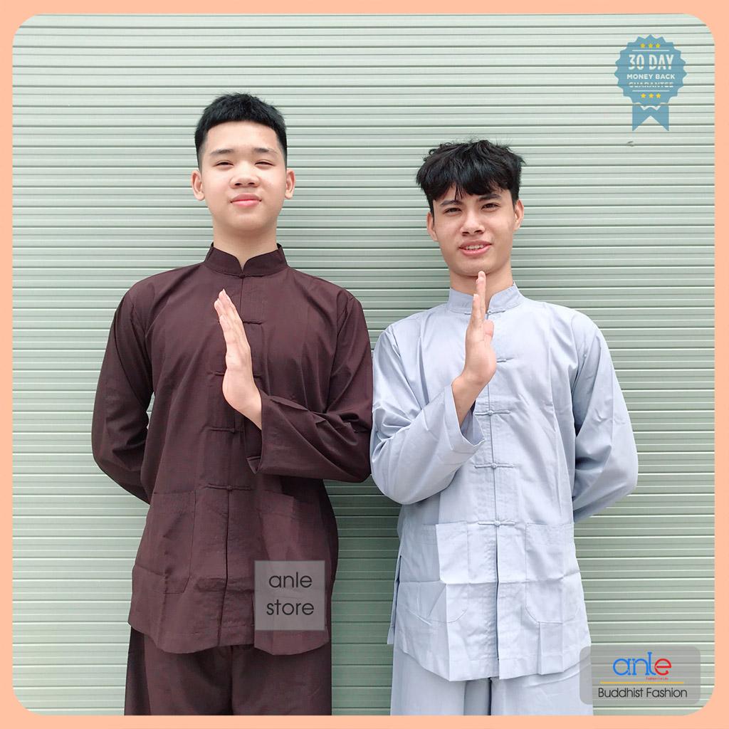 Đồ lam đi chùa Bộ Lãnh Tụ Nam Nữ, Bộ đồ đi chùa Vải Kate Cotton mềm mịn thoáng mát, Đồ bộ đi chùa nam nữ đều mặc được phù hợp các khóa Tu sinh, Bộ quần áo lam Phật tử Thanh lịch Kín đáo khi đi lễ chùa- BLT1AN (Nhiều màu) - Anle Store