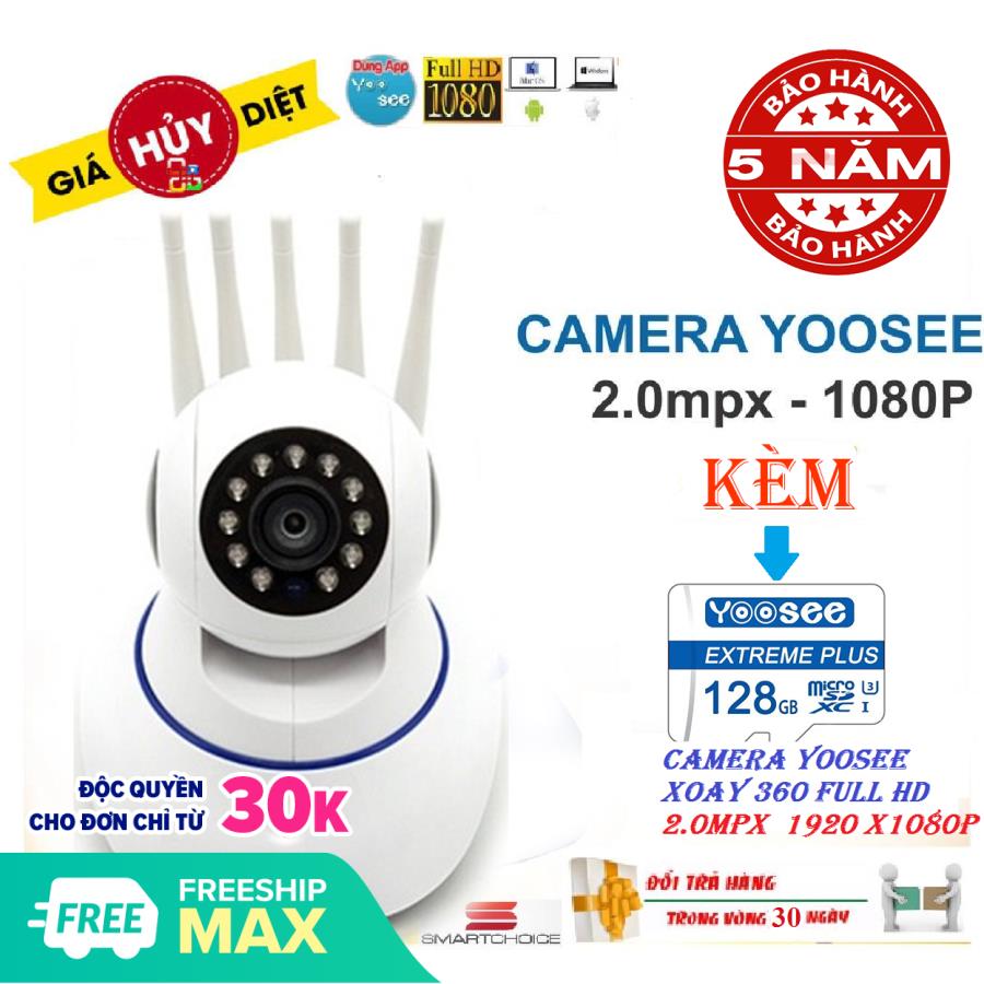 >> BÁO GIÁ (BH 5 NĂM CẢ MÁY LẪN THẺ,TẶNG THẺ 32GB CHUẨN YOOSEE),CAMERA TRONG NHÀ,NGOÀI TRỜI,CAMERA YOOSEE 3 RÂU,CAMERA WI | Shopee Lazada Sendo Tiki mới nhất 156 (KÈM THẺ NHỚ 128GB,TRỊ GIÁ 450K BH 5 NĂM)Camera WiFi KHÔNG DÂY YooSee 5 râu,xoay 360 độ Camera Trong nhà, ngoài trời SIÊU SẮC NÉT FULL HD 2.0 Mpx 1920 X 1080P,GHI ÂM, GHI HÌNH , ĐÀM THOẠI 2 CHIỀU, LƯU TRỮ TỐI ĐA 128GB
