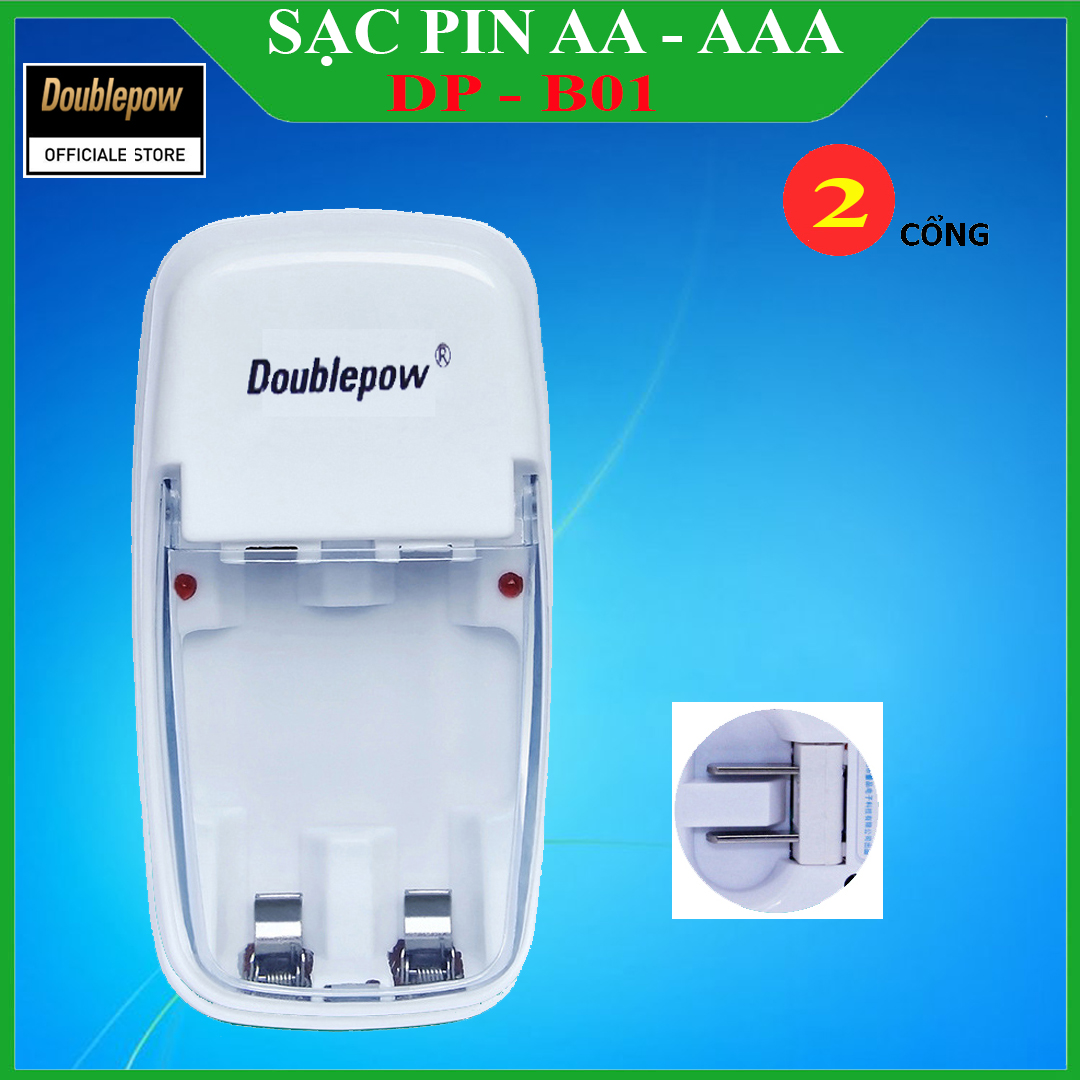 Bộ sạc pin tiểu đa năng (pin AA AAA) Doublepow loại 2 cổng - DP-B01 (Bảo hành chính hãng)