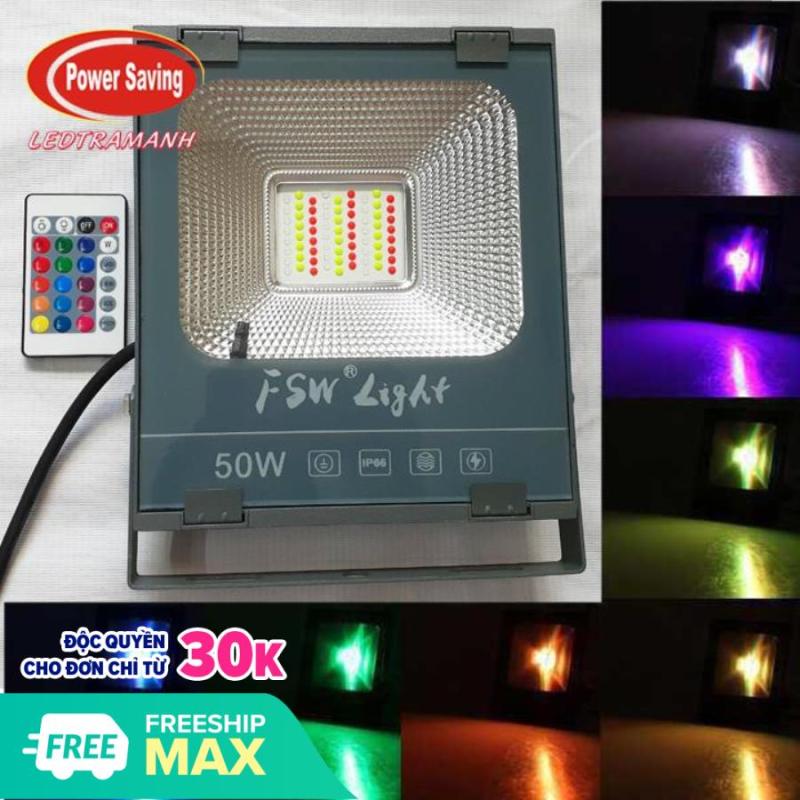 Đèn Pha 7 màu 50W FSW có remote chỉnh màu - bảo hành 1 năm