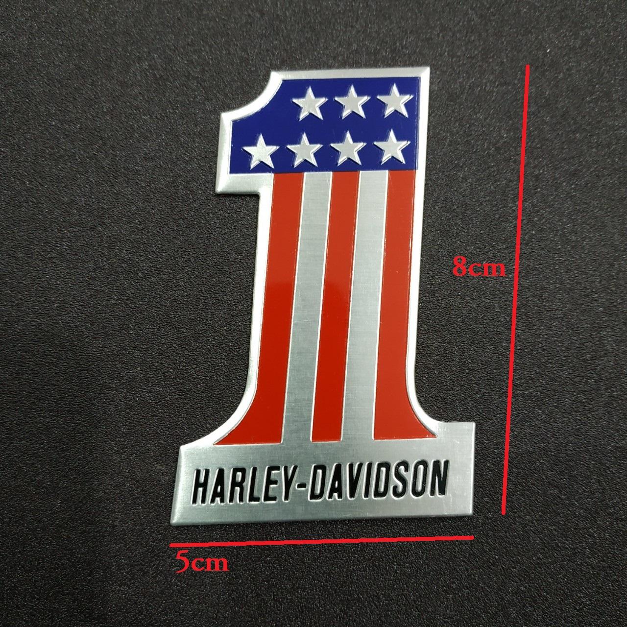 Tem Nhôm Dán Xe Harley hình số 1 - 8x5cm